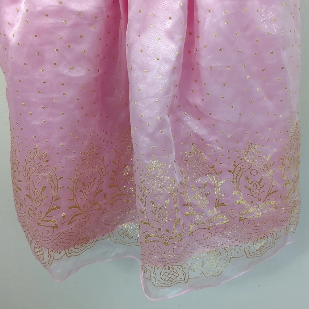Pink + Gold Princess Dress Costume Tulle Velvet Pretend Girls Size EU 140 US 10